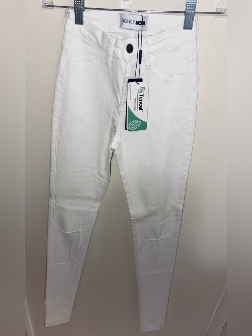 Fashion Nova White High-Waist Tall Skinny Jeans with High Stretch